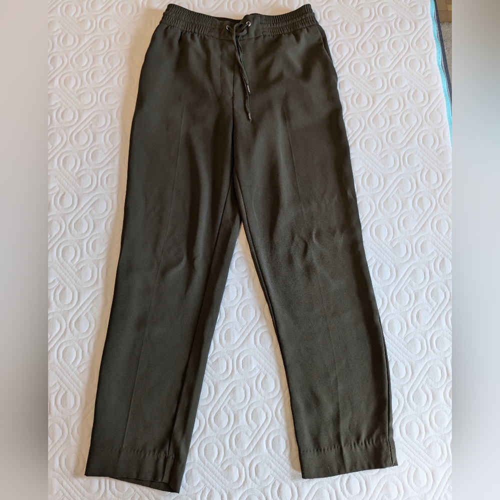 Olive Green H&M Pants With Elastic Waist And Drawstring